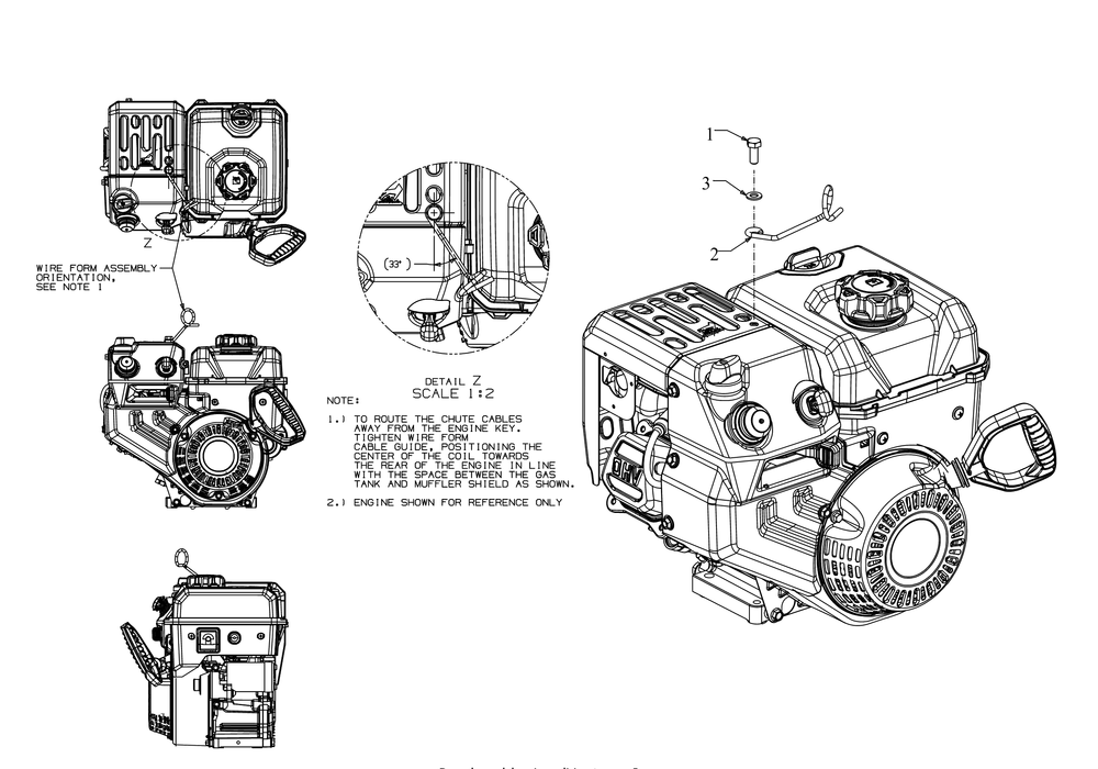 Chute Cable Guide Diagram and Parts List for 2X24-INCHHP (31AM5BSR710)(2016) Cub Cadet Snow Blower